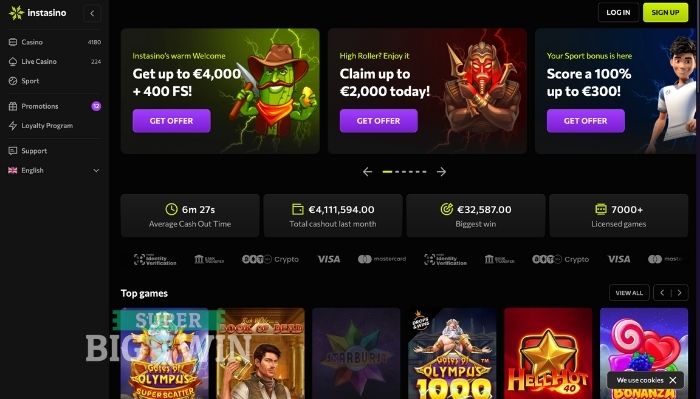 Instasino interface